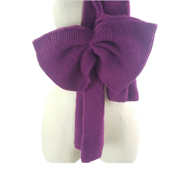 Large Bow Knit Scarf Purple nwt Blossom Boutique - Picture 3 of 9